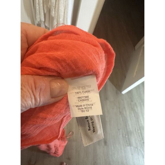 J Crew Strapless Dress Cotton Gauze Orange Large L Sundress Summer Party Maxi - Picture 5 of 5